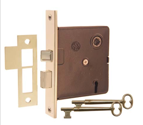 Polished Unlacquered Brass Keyed Mortise Lock