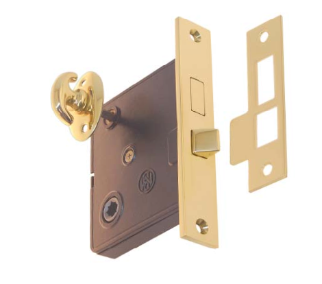 Polished Unlacquered Brass Interior Door Mortise Lock - with thumb turn