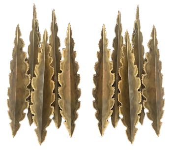 Mid Century Danish Brass Brutalist Wall Sconces by Holm Sorenson & Lamp; Co.