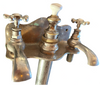 Nickel Plated French Bathtub Side Fill Faucet c.1890 with Chaud & Froid Faucet Handles