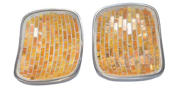 Pair Mosaic Tile Mid Century Door Handles Circa 1950